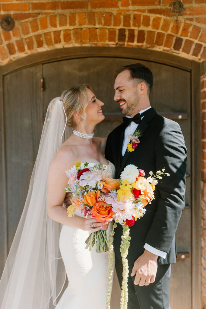Empire Mills wedding portrait of bride and groom.